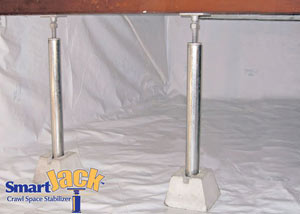 Crawl space structural support jacks installed in Chester