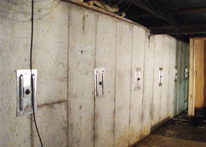 A foundation wall in Edgewood repaired with foundation wall anchors.