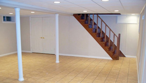 A complete finished basement system in a Haverford home