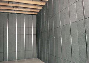 SilverGlo™ insulation and metal studs making up our Basement to Beautiful™ panels.  Installed in Upper Darby.