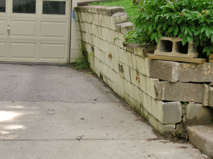 a failing retaining wall around a driveway in Philadelphia
