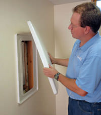 wall anchor covers installed in a foundation repair for a Nottingham home.