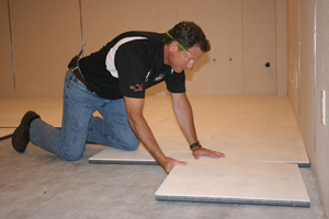 Insulated basement subfloor installation in Baltimore