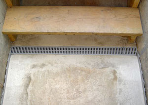 Our grated drain system installed on a leaking basement staircase in Landenberg.