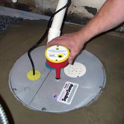 A newly installed sump pump system in a basement in Media