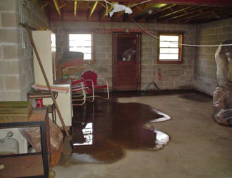 a flooded basement floor in a Phoenix home
