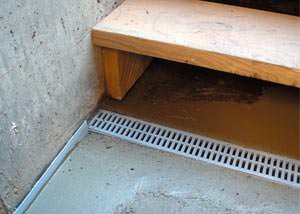 a hatchway entrance in Nottingham that has been protected from flooding by our TrenchDrain basement drainage system.